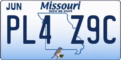 MO license plate PL4Z9C