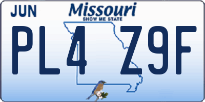 MO license plate PL4Z9F