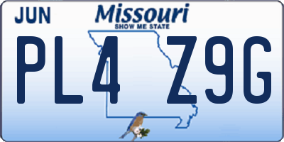 MO license plate PL4Z9G