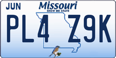 MO license plate PL4Z9K
