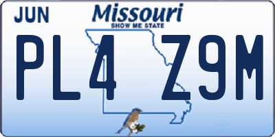 MO license plate PL4Z9M