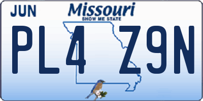 MO license plate PL4Z9N
