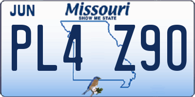 MO license plate PL4Z9O
