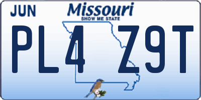 MO license plate PL4Z9T