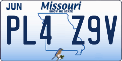 MO license plate PL4Z9V