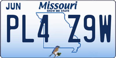MO license plate PL4Z9W