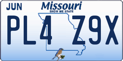 MO license plate PL4Z9X