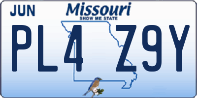 MO license plate PL4Z9Y