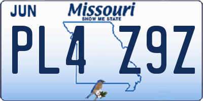 MO license plate PL4Z9Z