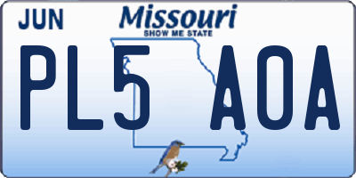 MO license plate PL5A0A