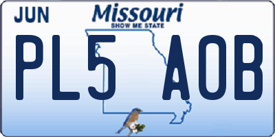 MO license plate PL5A0B