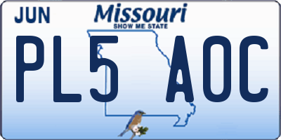 MO license plate PL5A0C