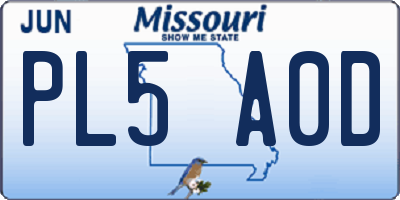 MO license plate PL5A0D