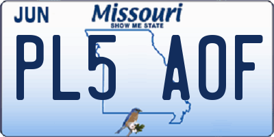 MO license plate PL5A0F