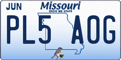 MO license plate PL5A0G