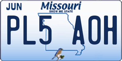MO license plate PL5A0H