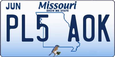 MO license plate PL5A0K