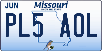 MO license plate PL5A0L