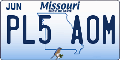 MO license plate PL5A0M