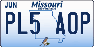 MO license plate PL5A0P
