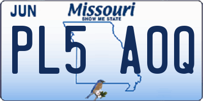 MO license plate PL5A0Q