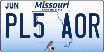 MO license plate PL5A0R