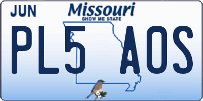 MO license plate PL5A0S