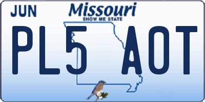 MO license plate PL5A0T