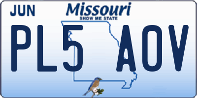 MO license plate PL5A0V