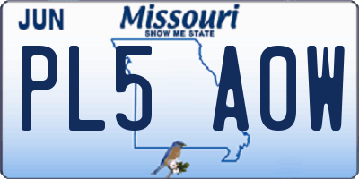 MO license plate PL5A0W