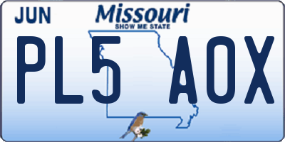 MO license plate PL5A0X
