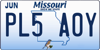 MO license plate PL5A0Y