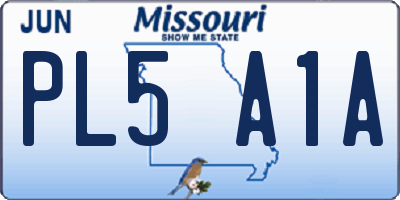 MO license plate PL5A1A