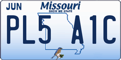MO license plate PL5A1C