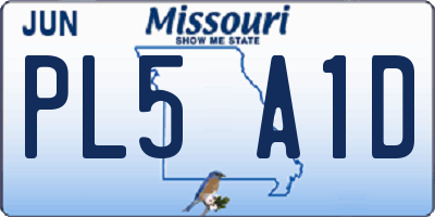 MO license plate PL5A1D