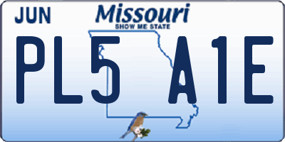 MO license plate PL5A1E