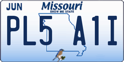 MO license plate PL5A1I