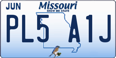 MO license plate PL5A1J