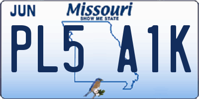 MO license plate PL5A1K