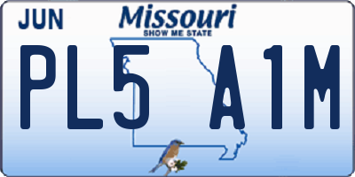 MO license plate PL5A1M