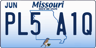 MO license plate PL5A1Q