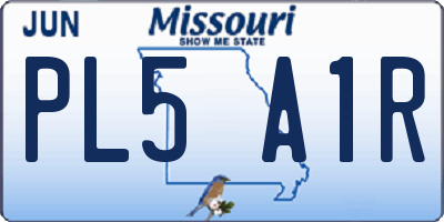MO license plate PL5A1R