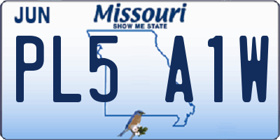 MO license plate PL5A1W