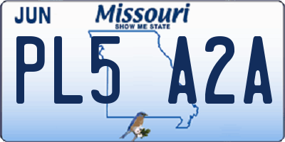 MO license plate PL5A2A