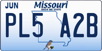 MO license plate PL5A2B