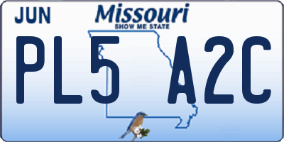 MO license plate PL5A2C