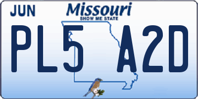 MO license plate PL5A2D