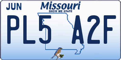 MO license plate PL5A2F
