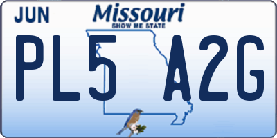 MO license plate PL5A2G