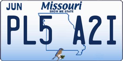 MO license plate PL5A2I